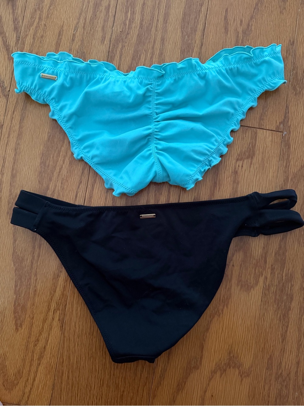 Lot of 2 Victoria's Secret Aqua & Black Bikini Swim Bottoms Bathing Suit Small S - Picture 7 of 9
